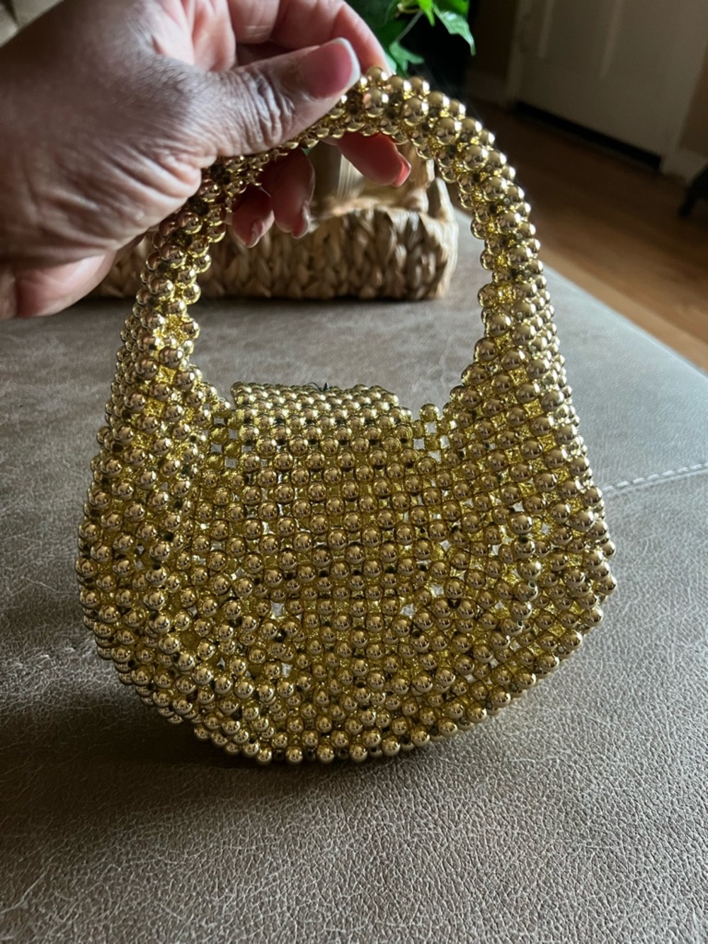 Gold Beaded Mini Handbag - Women Bags